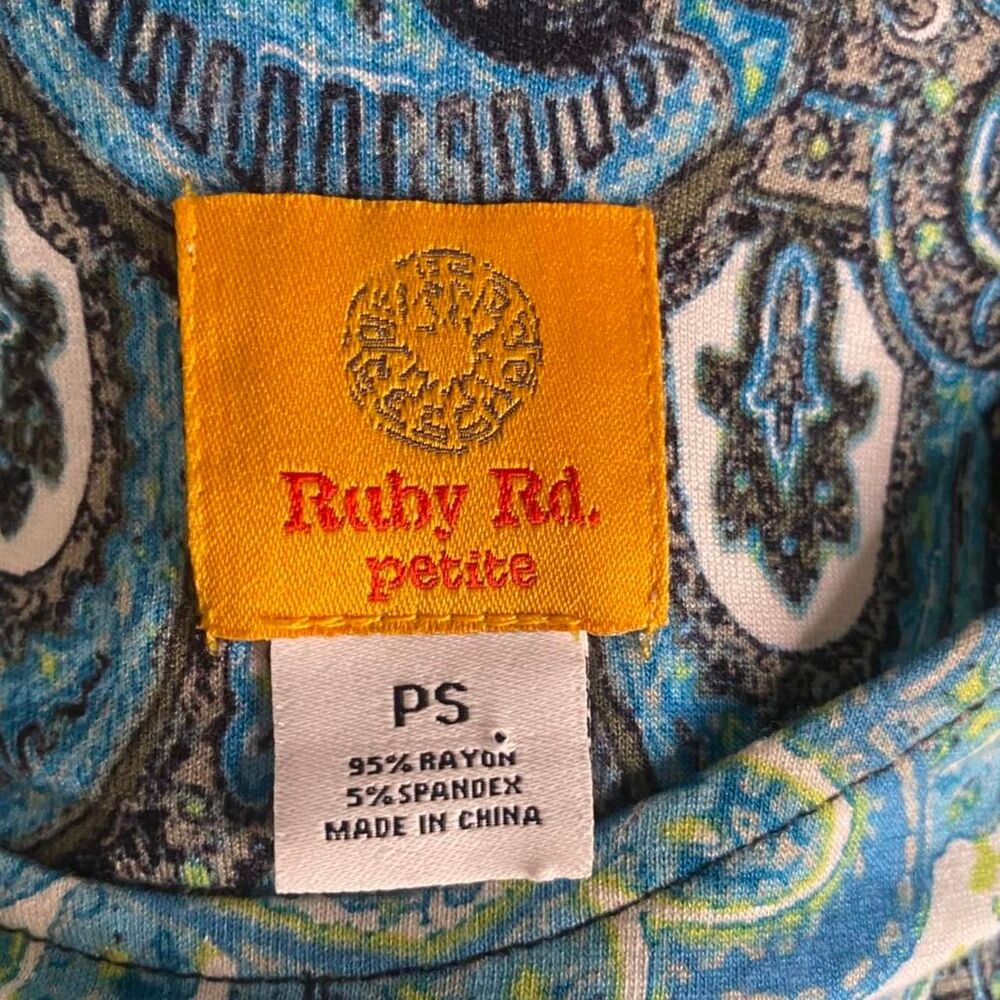 Ruby Rd. Turquoise Asymmetrical Tunic Top S - Picture 3 of 5